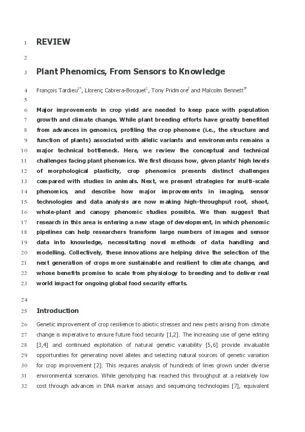 Plant phenomics, from sensors to knowledge Thumbnail