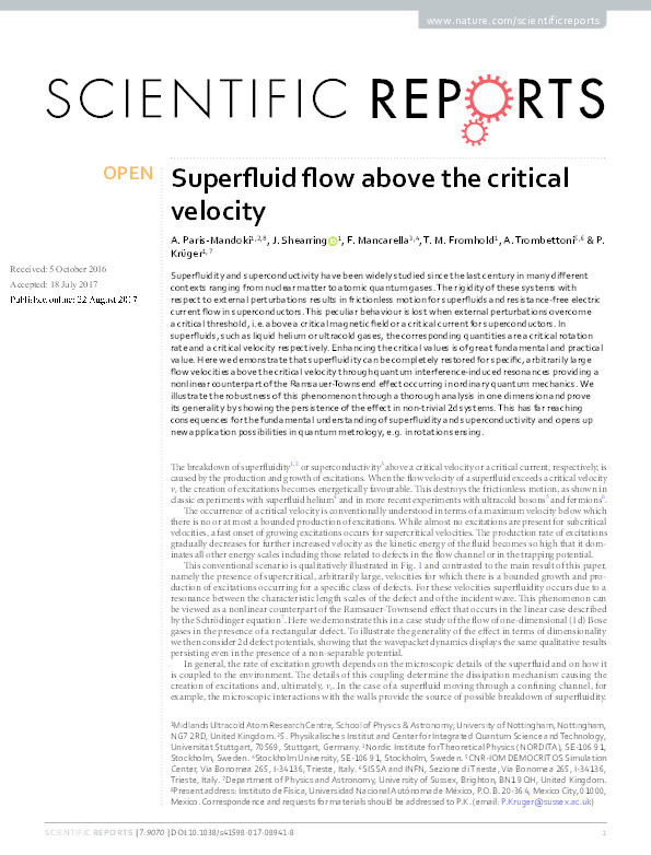 Superfluid flow above the critical velocity Thumbnail