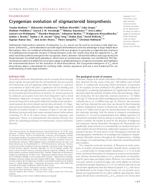 Cryogenian evolution of stigmasteroid biosynthesis Thumbnail