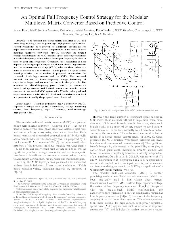 An optimal full frequency control strategy for the modular multilevel matrix converter based on predictive control Thumbnail