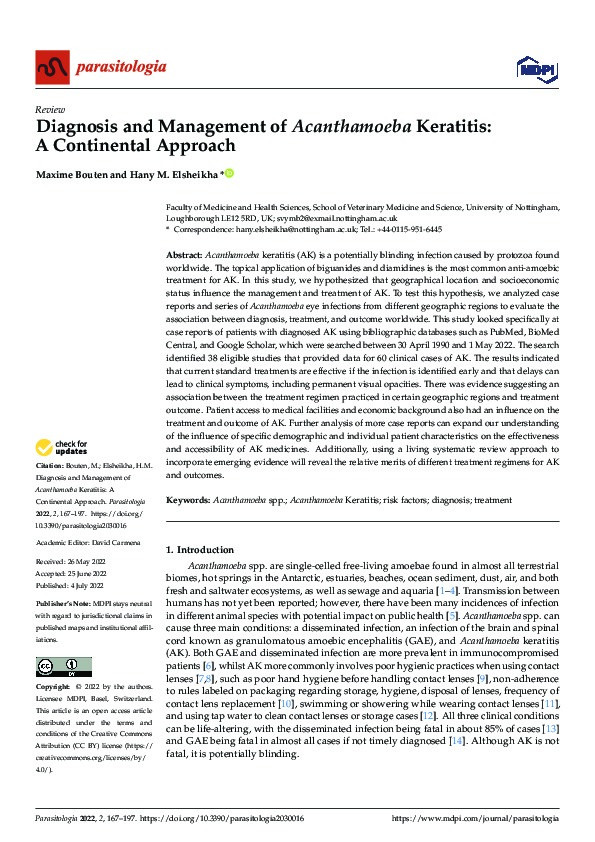 Diagnosis and Management of Acanthamoeba Keratitis: A Continental Approach Thumbnail
