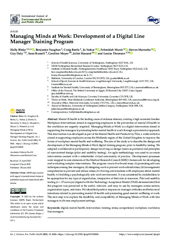 Managing Minds at Work: Development of a Digital Line Manager Training Program Thumbnail
