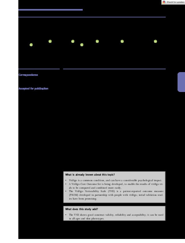 Using the Vitiligo Noticeability Scale in clinical trials: construct validity, interpretability, reliability and acceptability Thumbnail