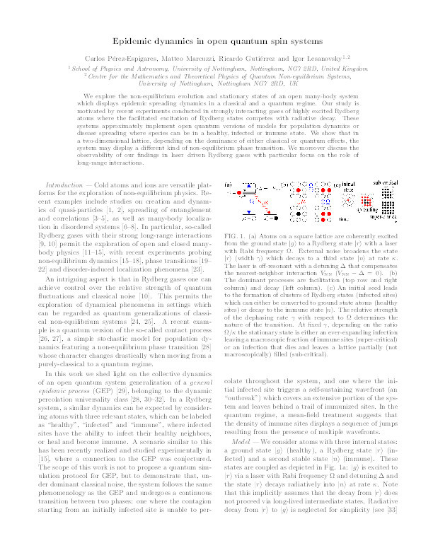 Epidemic dynamics in open quantum spin systems Thumbnail