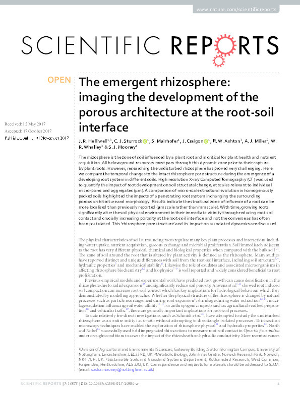 The emergent rhizosphere: imaging the development of the porous architecture at the root-soil interface Thumbnail