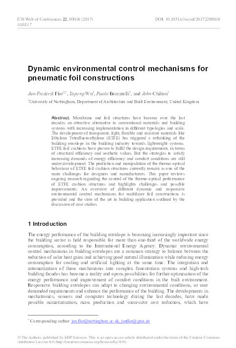 Dynamic environmental control mechanisms for pneumatic foil constructions Thumbnail