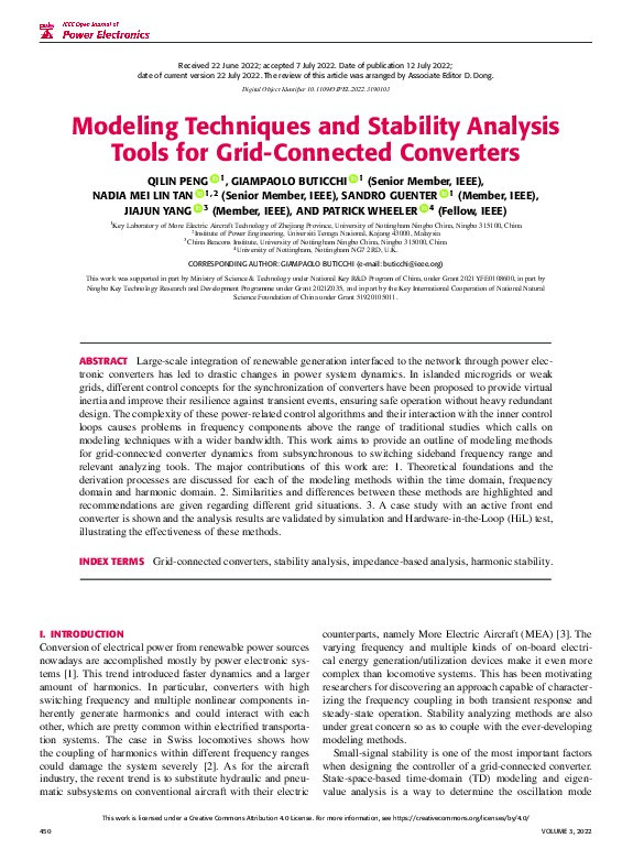 Modeling Techniques and Stability Analysis Tools for Grid-Connected Converters Thumbnail