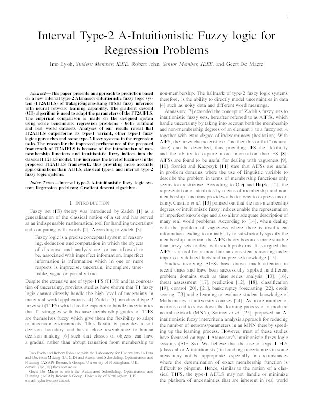 Interval type-2 A-intuitionistic fuzzy logic for regression problems Thumbnail