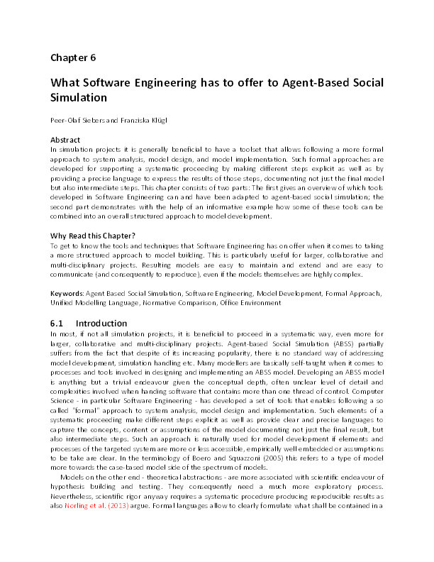 What software engineering has to offer to agent-based social simulation Thumbnail
