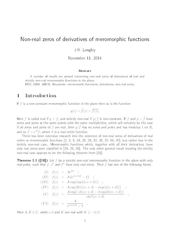 Non-real zeros of derivatives of meromorphic functions Thumbnail