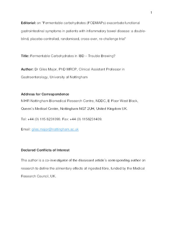 Fermentable Carbohydrates in IBD - Trouble Brewing? Thumbnail