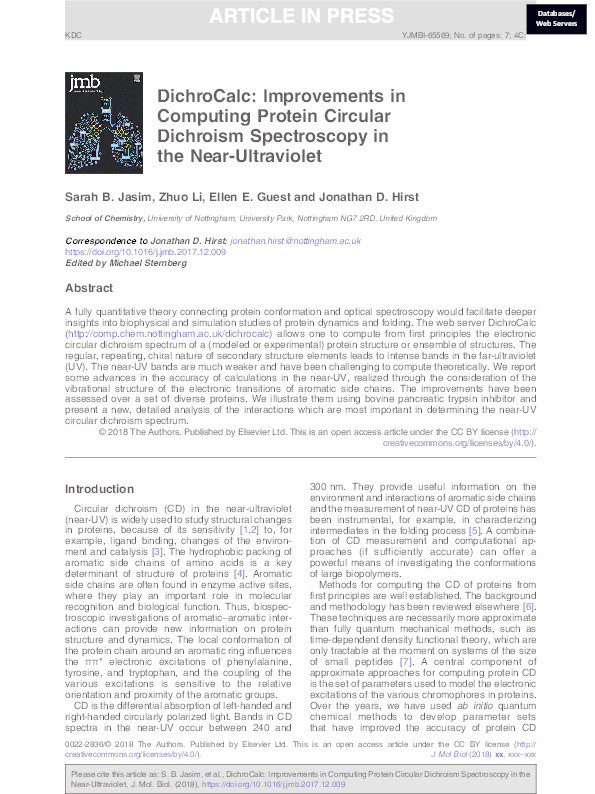 DichroCalc: improvements in computing protein circular dichroism spectroscopy in the near-ultraviolet Thumbnail