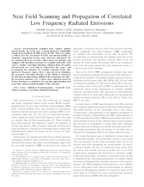 Near-field scanning and propagation of correlated low-frequency radiated emissions Thumbnail