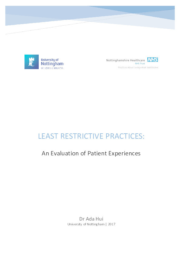 Least restrictive practices: an evaluation of patient experiences Thumbnail