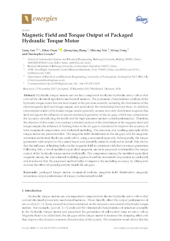 Magnetic field and torque output of packaged hydraulic torque motor Thumbnail