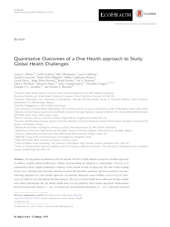 Quantitative outcomes of a One Health approach to study global health challenges Thumbnail