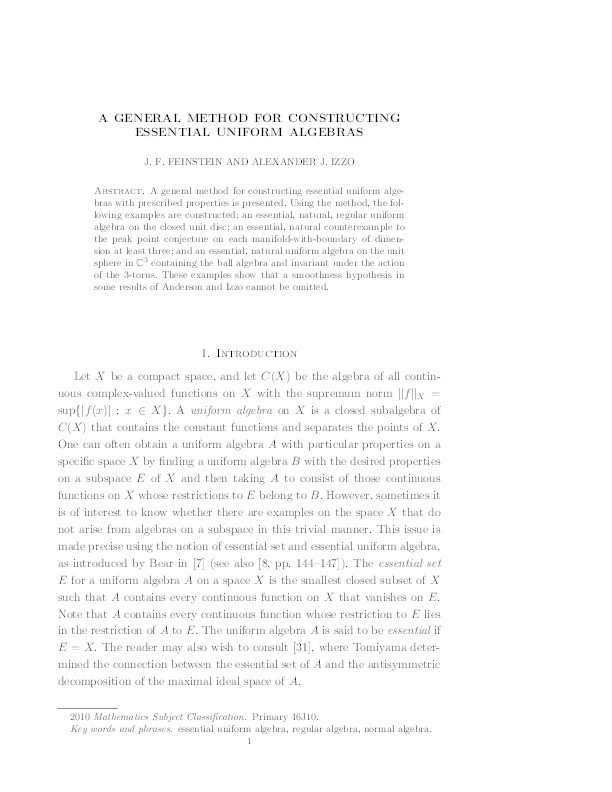A general method for constructing essential uniform algebras Thumbnail