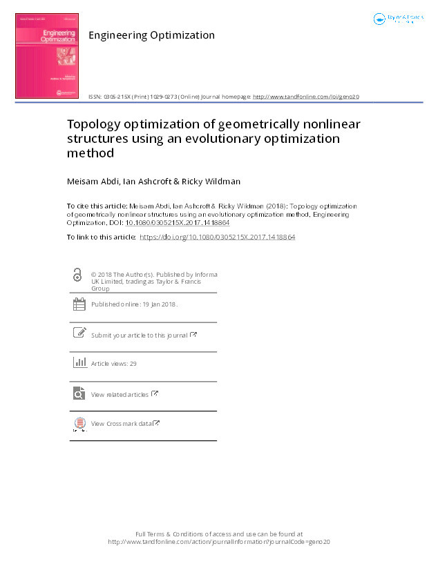 Topology optimization of geometrically nonlinear structures using an evolutionary optimization method Thumbnail