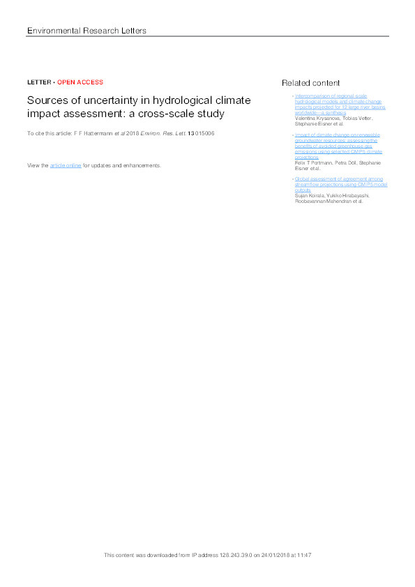 Sources of uncertainty in hydrological climate impact assessment: a cross-scale study Thumbnail