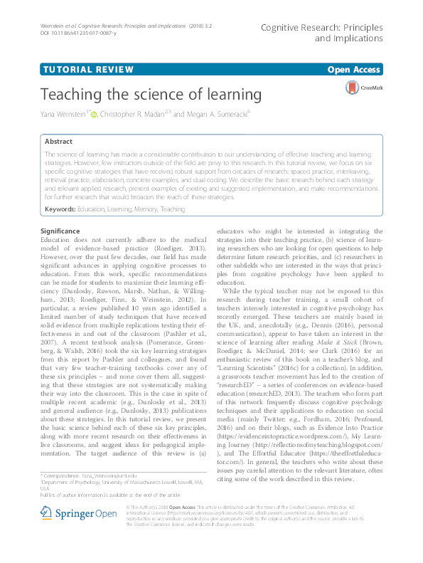 Teaching the science of learning Thumbnail