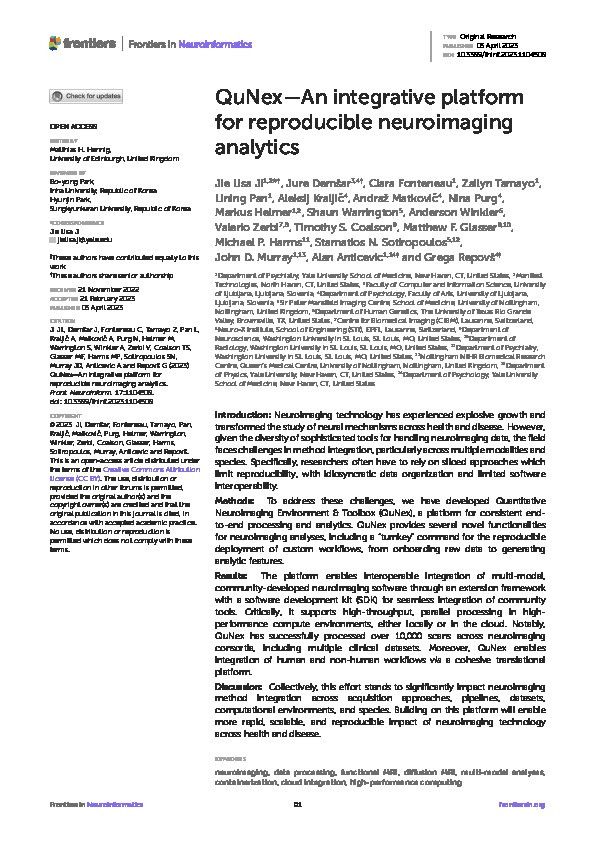 QuNex – An Integrative Platform for Reproducible Neuroimaging Analytics Thumbnail