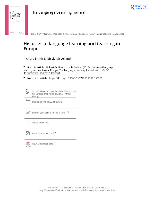 Histories of language learning and teaching in Europe Thumbnail