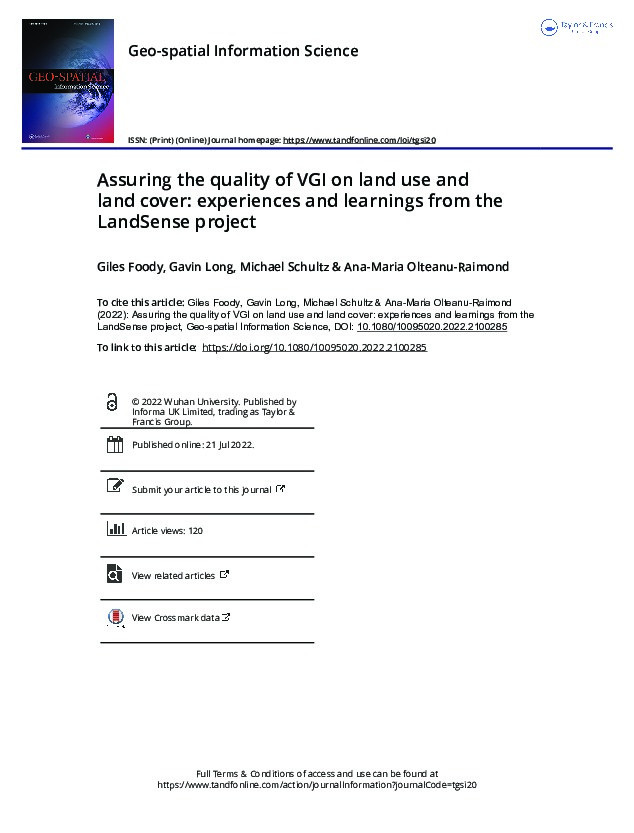 Assuring the quality of VGI on land use and land cover: experiences and learnings from the LandSense project Thumbnail