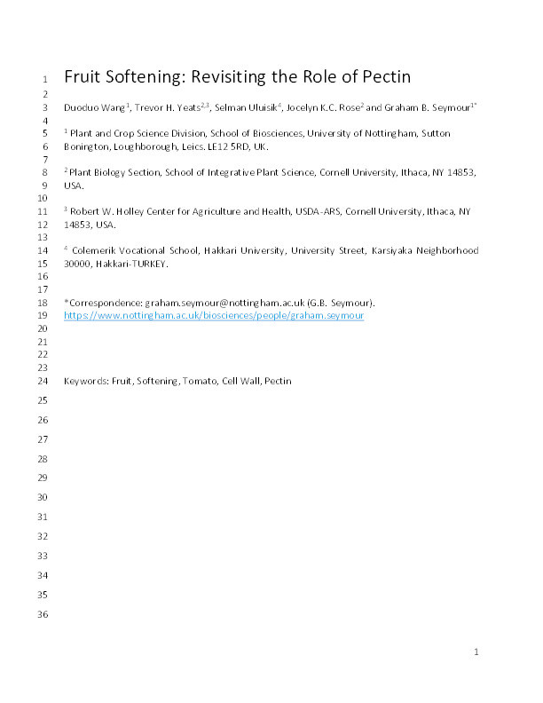 Fruit softening: revisiting the role of pectin Thumbnail