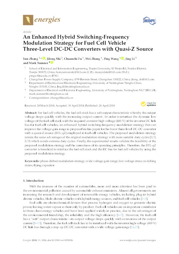 An enhanced hybrid switching-frequency modulation strategy for fuel cell vehicle three-level DC-DC converters with quasi-Z source Thumbnail