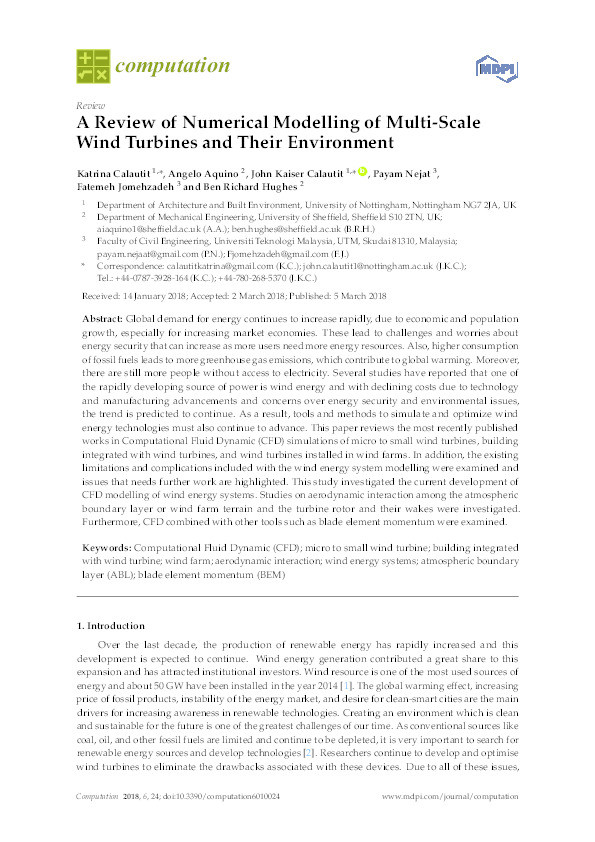 A review of numerical modelling of multi-scale wind turbines and their environment Thumbnail
