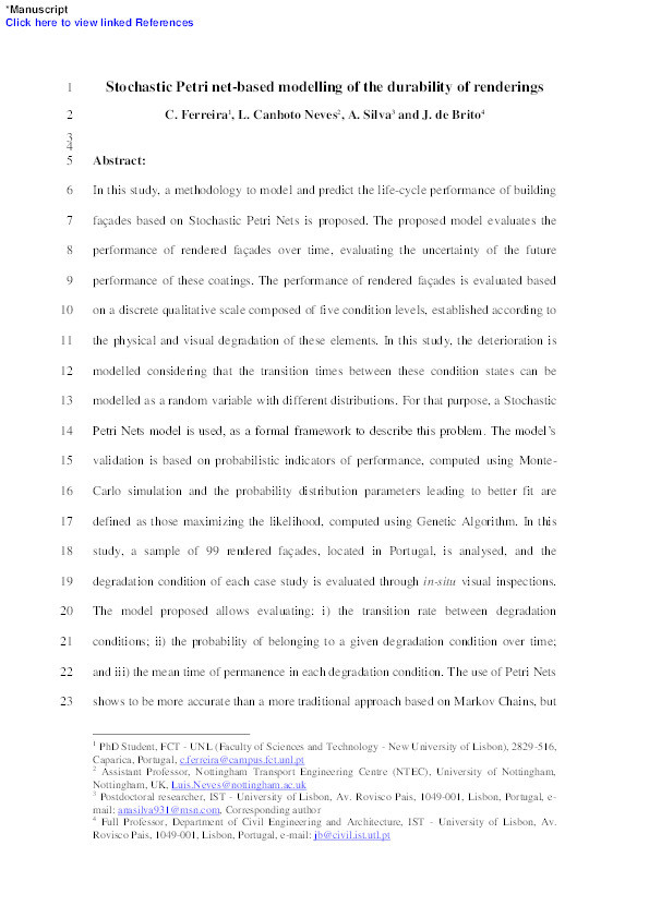 Stochastic petri net-based modeling of the durability of renderings Thumbnail