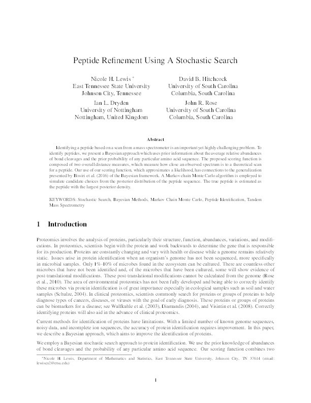 Peptide refinement using a stochastic search Thumbnail