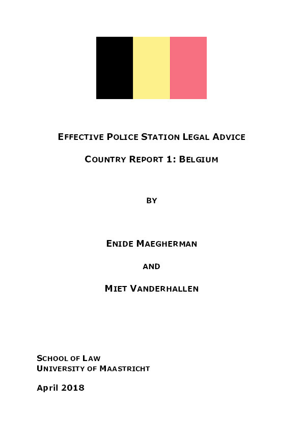 Effective Police Station Legal Advice - Country Report 1: Belgium Thumbnail