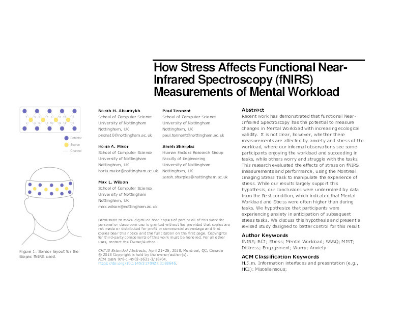 How stress affects functional near-infrared spectroscopy (fNIRS) measurements of mental workload Thumbnail