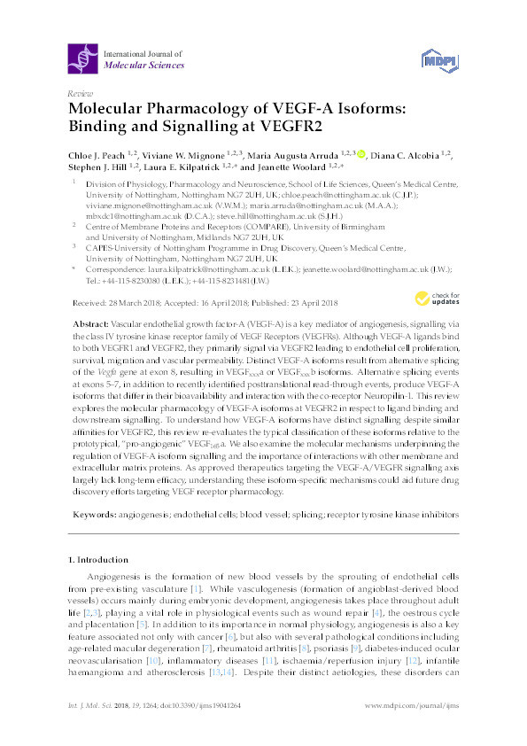 Molecular pharmacology of VEGF-A isoforms: binding and signalling at VEGFR2 Thumbnail