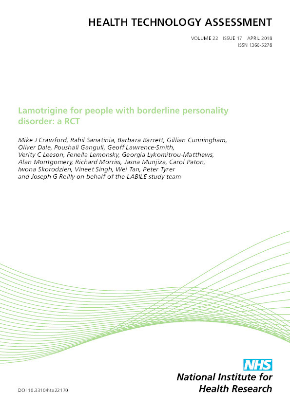 Lamotrigine for people with borderline personality disorder: a RCT Thumbnail