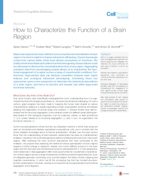 How to characterize the function of a brain region Thumbnail