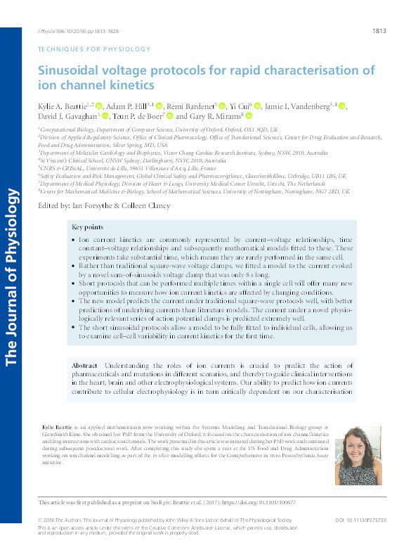 Sinusoidal voltage protocols for rapid characterisation of ion channel kinetics Thumbnail