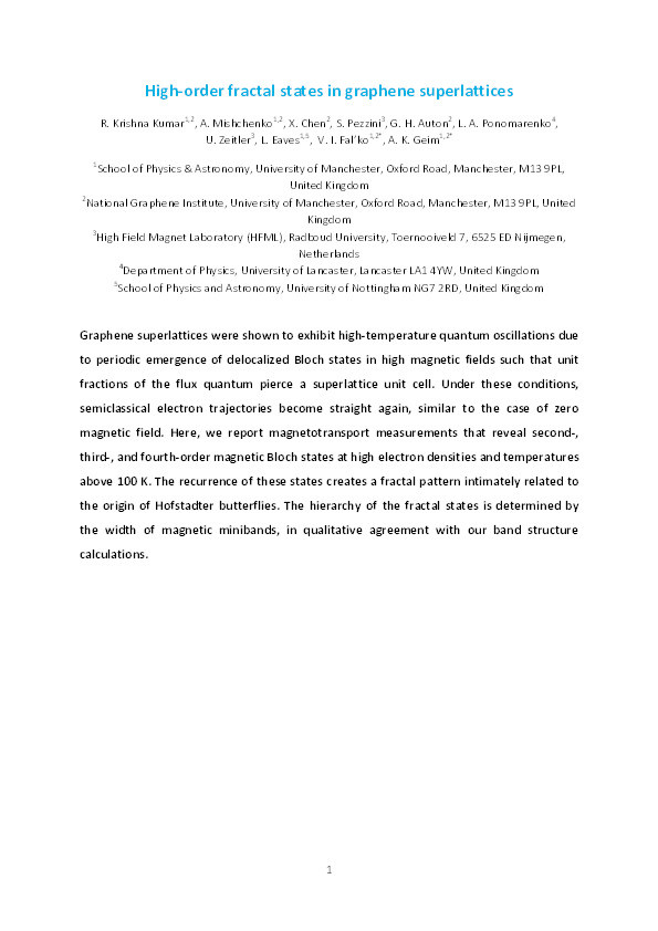 High-order fractal states in graphene superlattices Thumbnail