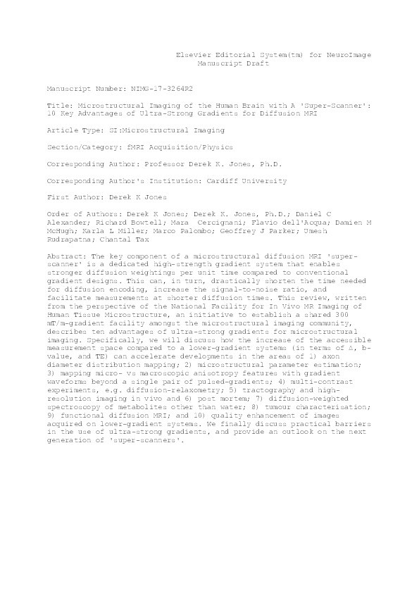 Microstructural imaging of the human brain with a ‘super-scanner’: 10 key advantages of ultra-strong gradients for diffusion MRI Thumbnail