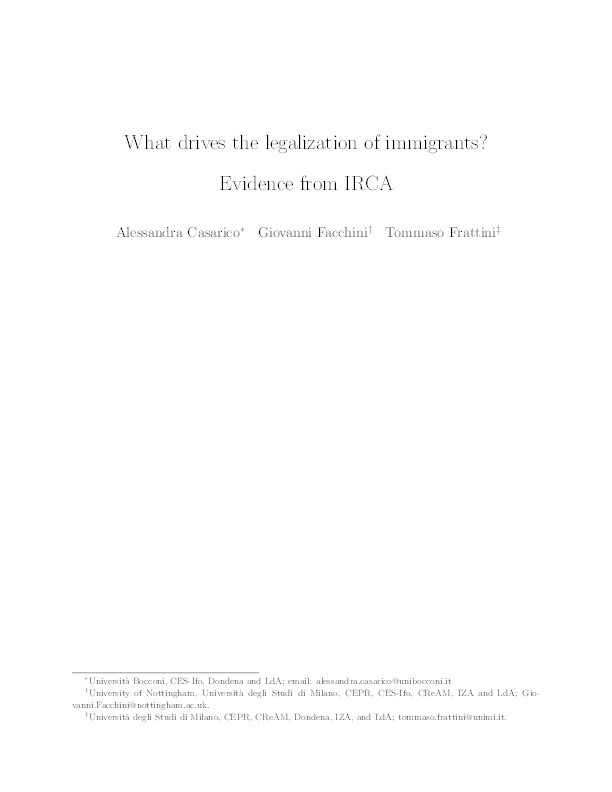 What drives the legalization of immigrants?: evidence from IRCA Thumbnail
