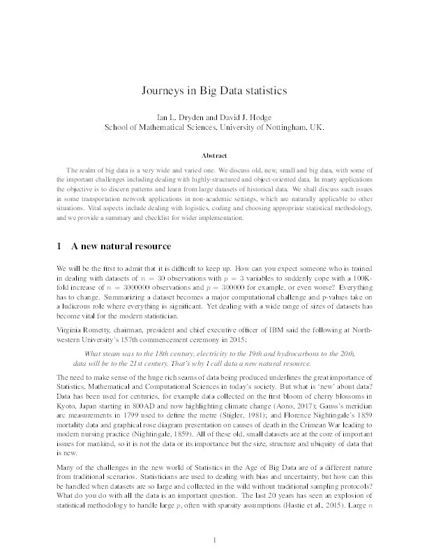 Journeys in big data statistics Thumbnail