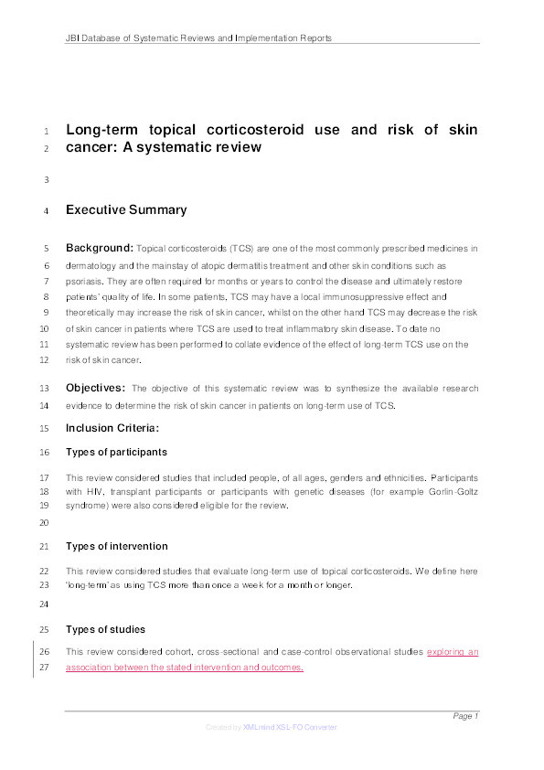 Long-term topical corticosteroid use and risk of skin cancer: a systematic review Thumbnail