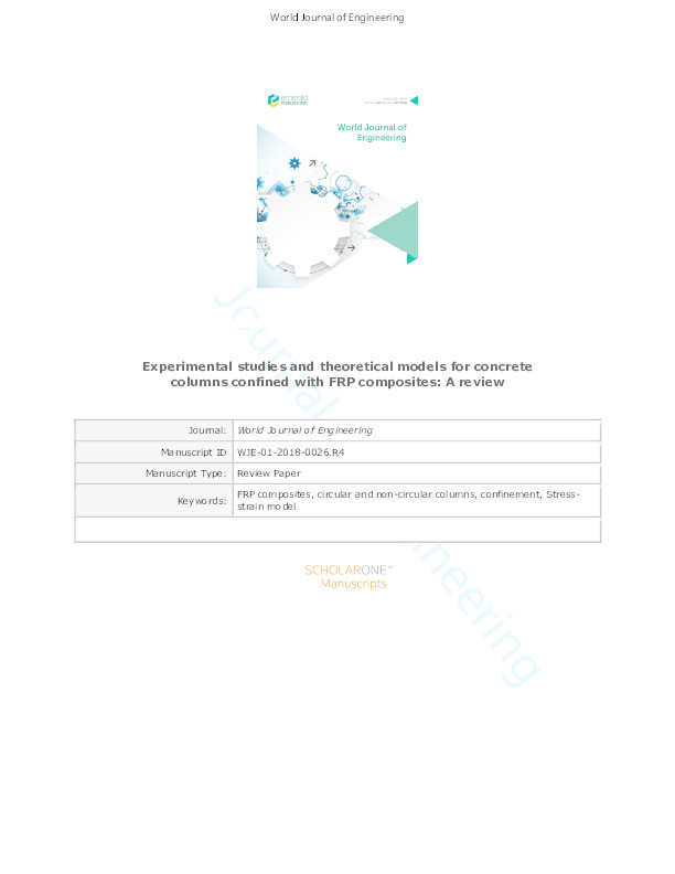 Experimental studies and theoretical models for concrete columns confined with FRP composites: a review Thumbnail