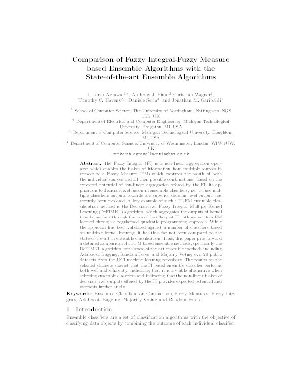 Comparison of fuzzy integral-fuzzy measure based ensemble algorithms with the state-of-the-art ensemble algorithms Thumbnail