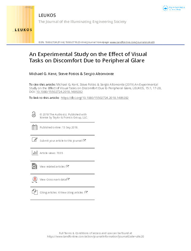 An experimental study on the effect of visual tasks on discomfort due to peripheral glare Thumbnail