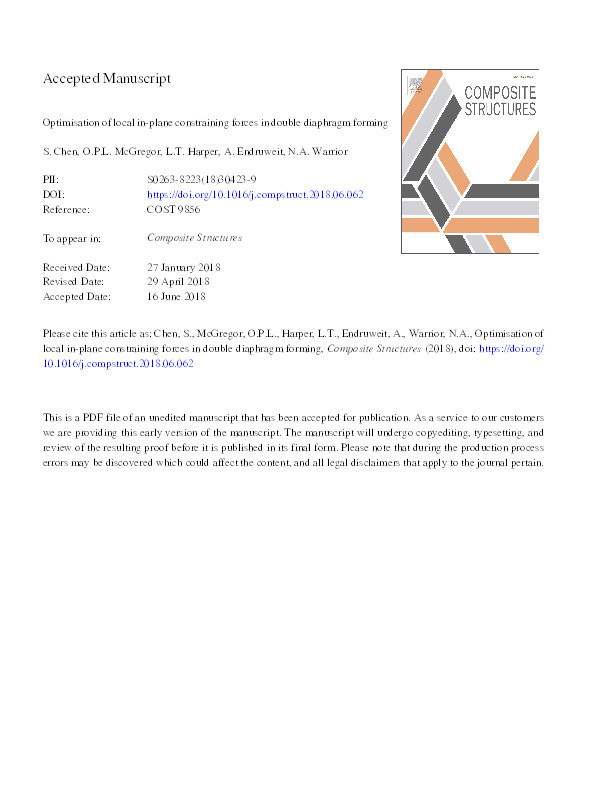 Optimisation of local in-plane constraining forces in double diaphragm forming Thumbnail