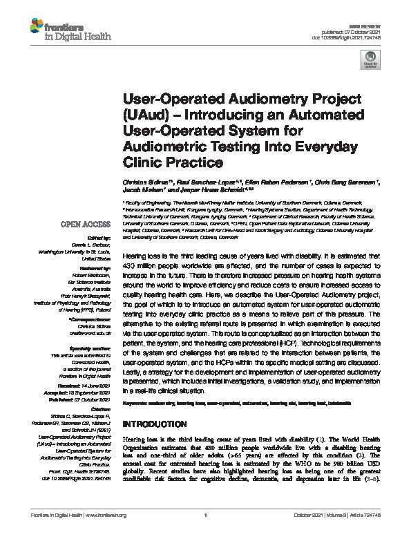 User-Operated Audiometry Project (UAud) – Introducing an Automated User-Operated System for Audiometric Testing Into Everyday Clinic Practice Thumbnail