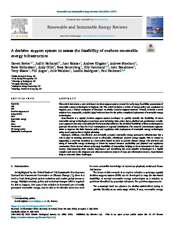 A decision support system to assess the feasibility of onshore renewable energy infrastructure Thumbnail