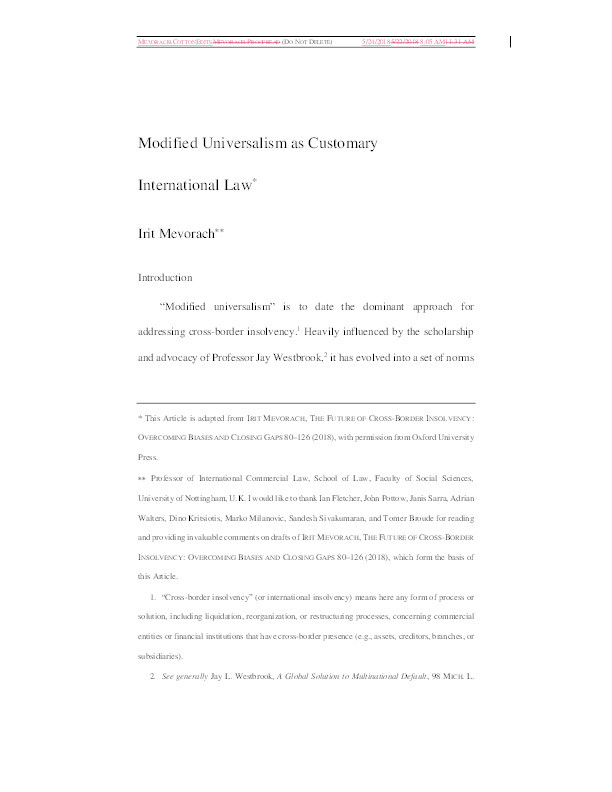 Modified universalism as customary international law Thumbnail